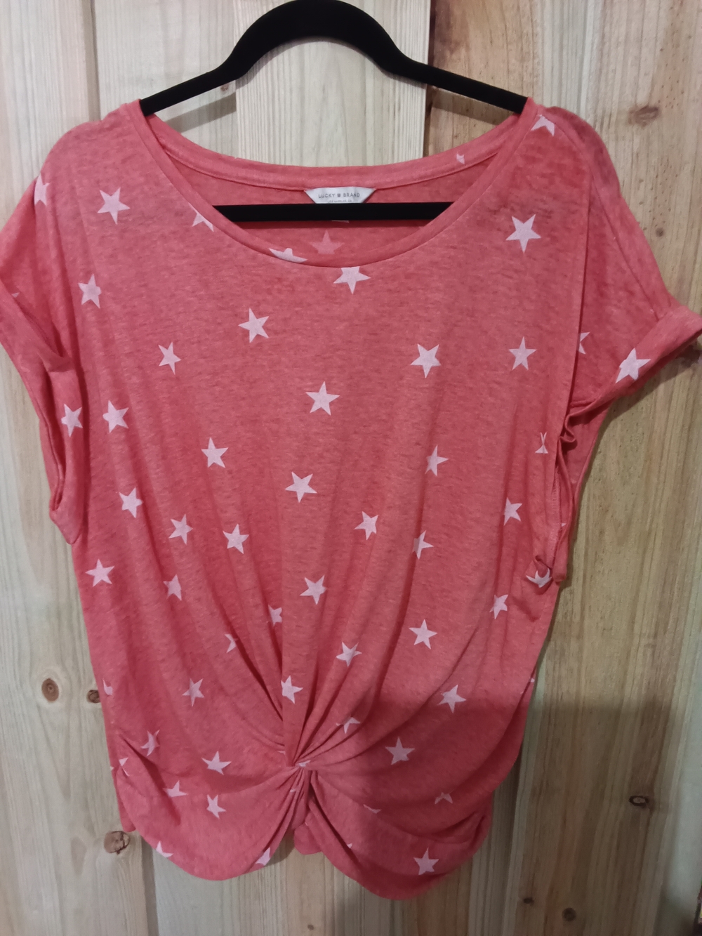 Lucky Brand Pink Star Twist-Front Women's Top. Smoke free Environment